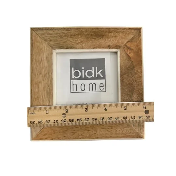 BIDK Home Wood Square Picture Frame Brown White Holds 4"x4" Photo (Total 6"x6") - Picture 5 of 9